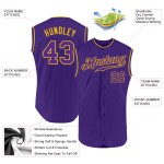 Maillot de baseball sans manches violet-or personnalisé violet authentique Maillot de baseball sans manches violet-or personnalisé violet authentique