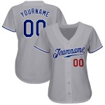 Maillot de baseball gris personnalisé authentique rouge-royal Maillot de baseball gris personnalisé authentique rouge-royal