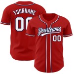 Maillot de baseball authentique blanc-bleu marine rouge personnalisé Maillot de baseball authentique blanc-bleu marine rouge personnalisé