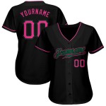 Maillot de baseball personnalisé rose-Kelly noir authentique vert Maillot de baseball personnalisé rose-Kelly noir authentique vert