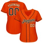 Maillot de baseball personnalisé à rayures fines noir-crème, noir authentique orange Maillot de baseball personnalisé à rayures fines noir-crème, noir authentique orange