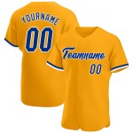 Maillot de baseball authentique doré, royal et blanc, personnalisé Maillot de baseball authentique doré, royal et blanc, personnalisé