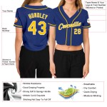 Maillot de baseball court personnalisé à col en V pour femme Royal, couleur or et blanc Maillot de baseball court personnalisé à col en V pour femme Royal, couleur or et blanc