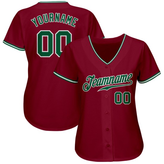 Maillot de baseball authentique Crimson personnalisé Kelly Green-White Maillot de baseball authentique Crimson personnalisé Kelly Green-White