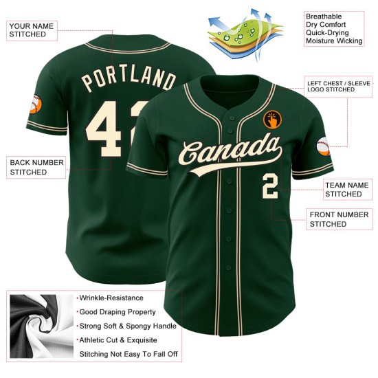 Maillot de baseball crème-noir personnalisé City Green authentique Maillot de baseball crème-noir personnalisé City Green authentique