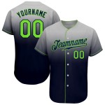 Maillot de baseball gris dégradé fluo personnalisé vert-bleu marine authentique et tendance Maillot de baseball gris dégradé fluo personnalisé vert-bleu marine authentique et tendance