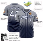 Maillot de baseball gris blanc et bleu marine, authentique, délavé, tendance, personnalisé Maillot de baseball gris blanc et bleu marine, authentique, délavé, tendance, personnalisé