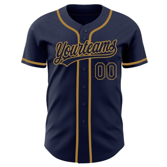 Maillot de baseball authentique doré bleu marine - Ancien modèle personnalisé Maillot de baseball authentique doré bleu marine - Ancien modèle personnalisé