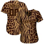 Conception de maillot de baseball à rayures 3D léopard et zèbre, motif authentique et personnalisé Conception de maillot de baseball à rayures 3D léopard et zèbre, motif authentique et personnalisé