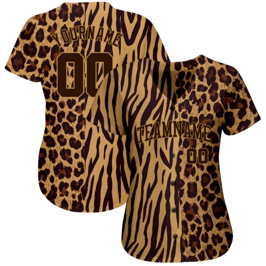 Conception de maillot de baseball à rayures 3D léopard et zèbre, motif authentique et personnalisé Conception de maillot de baseball à rayures 3D léopard et zèbre, motif authentique et personnalisé