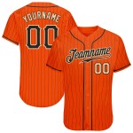 Maillot de baseball personnalisé à rayures fines noir-crème, noir authentique orange Maillot de baseball personnalisé à rayures fines noir-crème, noir authentique orange