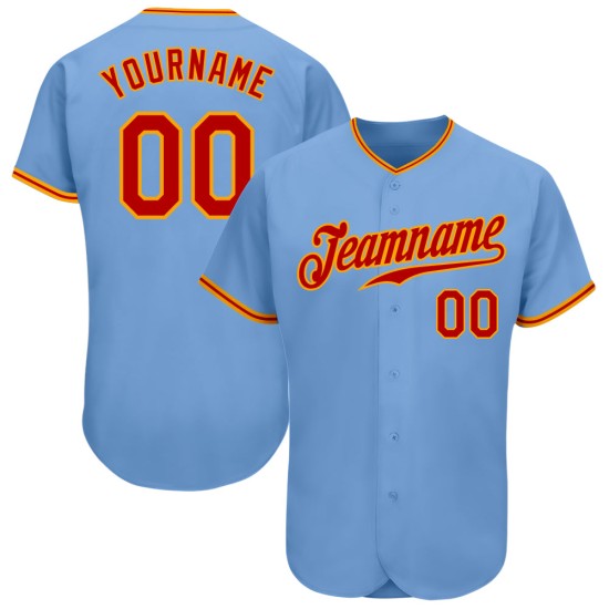 Maillot de baseball léger personnalisé authentique rouge-or bleu Maillot de baseball léger personnalisé authentique rouge-or bleu