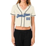 Maillot de baseball court gris bleu acier crème personnalisé col en V léger pour femme Maillot de baseball court gris bleu acier crème personnalisé col en V léger pour femme