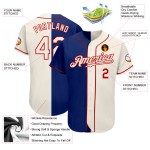 Maillot de baseball Split authentique Royal Cream-Red Fashion Custom Maillot de baseball Split authentique Royal Cream-Red Fashion Custom