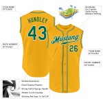 Maillot de baseball authentique sans manches Kelly Gold personnalisé vert-blanc Maillot de baseball authentique sans manches Kelly Gold personnalisé vert-blanc